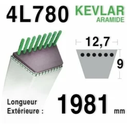 Courroie 4L780 - 4L78 HUSQVARNA 532131264 - 531005026 AYP 131264 SIMPLICITY 108508 -1713515 COUNTAX 22919900