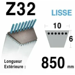 Courroie Z32 - 10 Mm X 850 Mm