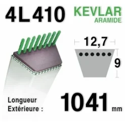 COURROIE 4L410 - 4L41 - HUSQVARNA 519653058 - JOHN DEERE AM35380-M43795-M75746 - MTD 7540201-7540234