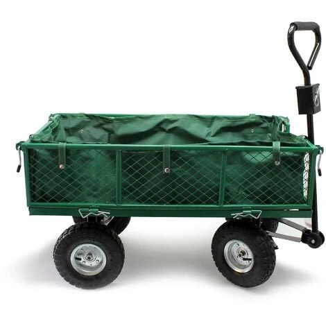 Chariot De Jardin à Main 300kg Avec Bâche Amovible Et Grilles Remorque De Transport Charette 4 Chariot De Jardin à Main 300kg Avec Bâche Amovible Et Grilles Remorque De Transport Charette – Image 4