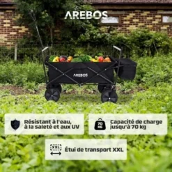 AREBOS Chariot à Main Chariot à Main De Toit Pliable Chariot D'équipement Noir -Promos Botani Pro Boutique 27344228 3