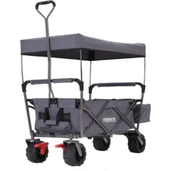 AREBOS Chariot D'atelier Utilitaire Pliable Avec ToiT Chariot D'équipement Gris