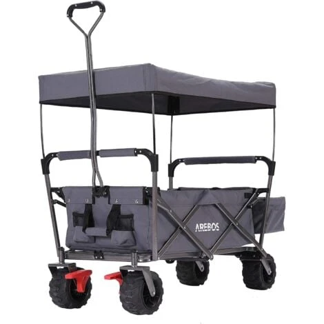 AREBOS Chariot D'atelier Utilitaire Pliable Avec ToiT Chariot D'équipement Gris 1 AREBOS Chariot D'atelier Utilitaire Pliable Avec ToiT Chariot D'équipement Gris