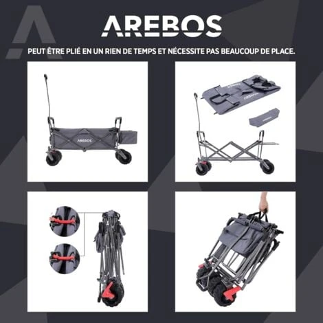 AREBOS Chariot D'atelier Utilitaire Pliable Avec ToiT Chariot D'équipement Gris 2 AREBOS Chariot D'atelier Utilitaire Pliable Avec ToiT Chariot D'équipement Gris – Image 2