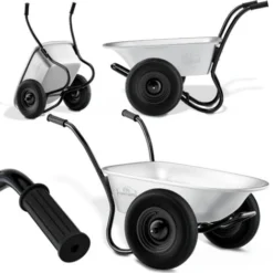 Brouette De Jardin 2 Roues 100 Litres Capacité De Charge 150 Kg Transport Jardinage Chantier