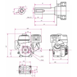 EBERTH 13 CV Moteur à Essence Thermique (Demarreur élèctrique (E-Start), 25 Mm Arbre, Alarme Manque Dhuile, 4 Temps, 1 Cylindre, Refroidissement à Air, Démarrage Via Câble, Batterie) -Promos Botani Pro Boutique 2987404 5