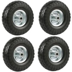 Yaheetech Lot De 4pcs Roue Increvable Remorque Pour Diable Brouette Chariot Jante En Acier 255 Mm