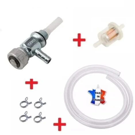 Kit Essence Moteur Bernard : Robinet + Durite + Collier + Filtre Tondeuse Tracteur 1 Kit Essence Moteur Bernard : Robinet + Durite + Collier + Filtre Tondeuse Tracteur