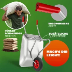 Gardebruk Brouette 80L 100kg Galvanisé Avec Poignées Pneumatiques Transport Jardin Valve Auto -Promos Botani Pro Boutique 31832032 3