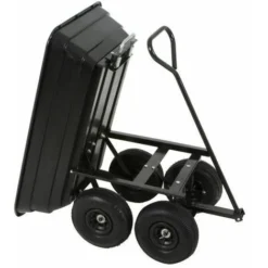 Varan Motors - TC1801 Chariot De Jardin à Benne Basculante, Chariot Transporteur Remorque à Benne Charge 250Kg Max.