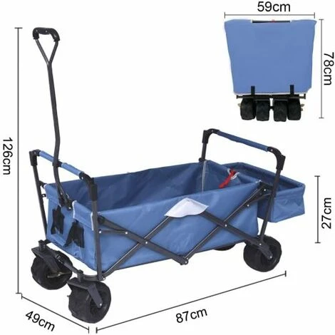 Wagon Utilitaire Pliable à Auvent Avec Roues Tout-terrain 3 Wagon Utilitaire Pliable à Auvent Avec Roues Tout-terrain – Image 3