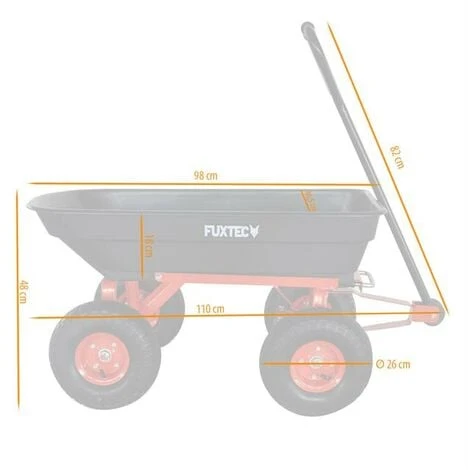 Chariot De Jardin - FUXTEC FX-KW2175 - 4 Roues, Benne Basculante, Transport, 300 Kg Chantier 2 Chariot De Jardin - FUXTEC FX-KW2175 - 4 Roues, Benne Basculante, Transport, 300 Kg Chantier – Image 2