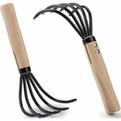 Râteau De Jardin Râteau à Fleurs Râteau à Main De Jardin Poignée De Manche D'outil De Jardin 2 Pièces Irisfr （ Noir）