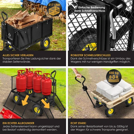 Kesser® Chariot De Transport 550 Kg Chariot De Transport Chariot De Jardinage Chariot à Outils Chariot Bras NOUVEAU, Bollerwagen 550Kg (Schwarz) (de) 3 Kesser® Chariot De Transport 550 Kg Chariot De Transport Chariot De Jardinage Chariot à Outils Chariot Bras NOUVEAU, Bollerwagen 550Kg (Schwarz) (de) – Image 3