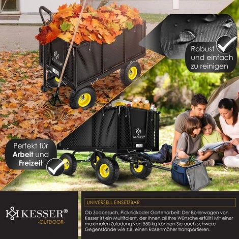 Kesser® Chariot De Transport 550 Kg Chariot De Transport Chariot De Jardinage Chariot à Outils Chariot Bras NOUVEAU, Bollerwagen 550Kg (Schwarz) (de) 4 Kesser® Chariot De Transport 550 Kg Chariot De Transport Chariot De Jardinage Chariot à Outils Chariot Bras NOUVEAU, Bollerwagen 550Kg (Schwarz) (de) – Image 4