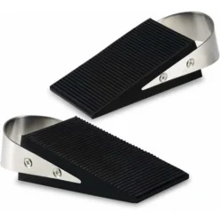 Bouchon En Caoutchouc Pour Porte Robuste Bloc De Porte En Forme De Coin Antidérapant Et Poignée En Acier Inoxydable Sans Endommager Le Sol Et La Porte Convient Aux Familles D'hôtels (lot De 2)