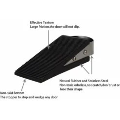 Bouchon En Caoutchouc Pour Porte Robuste Bloc De Porte En Forme De Coin Antidérapant Et Poignée En Acier Inoxydable Sans Endommager Le Sol Et La Porte Convient Aux Familles D'hôtels (lot De 2) -Promos Botani Pro Boutique 65507067 3