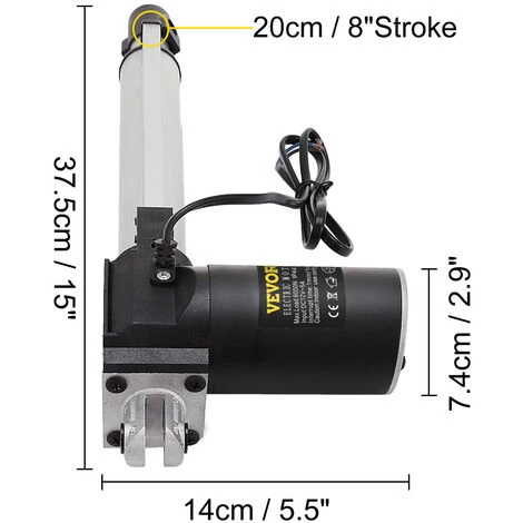 VEVOR Verin Electrique Actionneur Lineaire 6000N / 600kg 200mm Moteur Electrique A Courant Continu DC 12V Pour Tables Elevatrices Et Fauteuils De 2 VEVOR Verin Electrique Actionneur Lineaire 6000N / 600kg 200mm Moteur Electrique A Courant Continu DC 12V Pour Tables Elevatrices Et Fauteuils De – Image 2