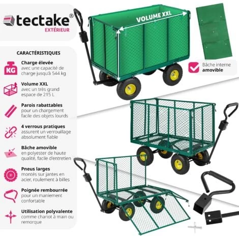 Chariot De Jardin 544 Kg - Chariot De Transport A Main, Remorque De Jardin, Charette A Bras Sur Maison 2 Chariot De Jardin 544 Kg - Chariot De Transport A Main, Remorque De Jardin, Charette A Bras Sur Maison – Image 2
