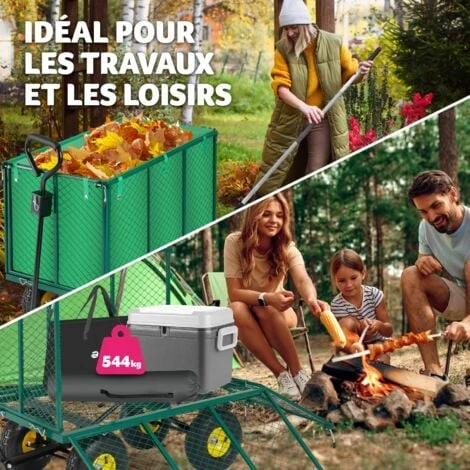 Chariot De Jardin 544 Kg - Chariot De Transport A Main, Remorque De Jardin, Charette A Bras Sur Maison 4 Chariot De Jardin 544 Kg - Chariot De Transport A Main, Remorque De Jardin, Charette A Bras Sur Maison – Image 4