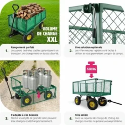 Chariot De Jardin 550 Kg - Chariot De Transport A Main, Remorque De Jardin, Charette A Bras Sur Maison 7 Chariot De Jardin 550 Kg - Chariot De Transport A Main, Remorque De Jardin, Charette A Bras Sur Maison -Promos Botani Pro Boutique 7643936 3