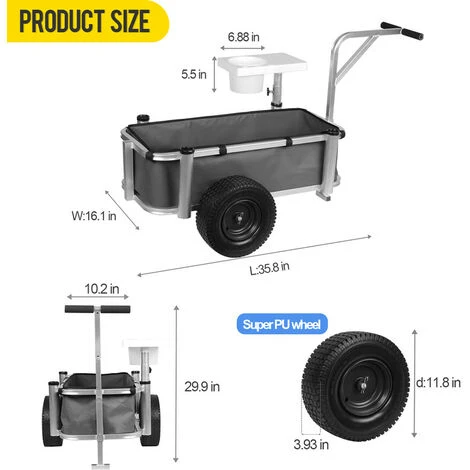 Chariot De Jardin, Chariot De Pêche Pour Pêcheurs, Chariot De Pêche Avec Seau De Nourriture Pour Poissons, Chariot De Transport, Chariot De Pêche, Chariot à Bras,chariot De Camping, Capacité De Charge De 200kg-Noir 3 Chariot De Jardin, Chariot De Pêche Pour Pêcheurs, Chariot De Pêche Avec Seau De Nourriture Pour Poissons, Chariot De Transport, Chariot De Pêche, Chariot à Bras,chariot De Camping, Capacité De Charge De 200kg-Noir – Image 3