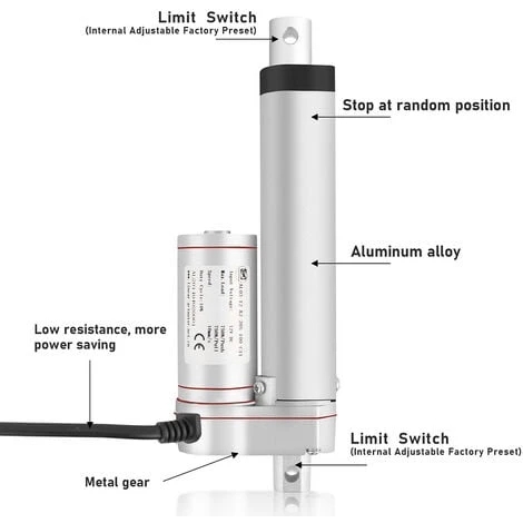SWANEW 1500N Linéaire Moteur Actionneur Actuateur Electrique Verin DC 12V 100mm 3 SWANEW 1500N Linéaire Moteur Actionneur Actuateur Electrique Verin DC 12V 100mm – Image 3