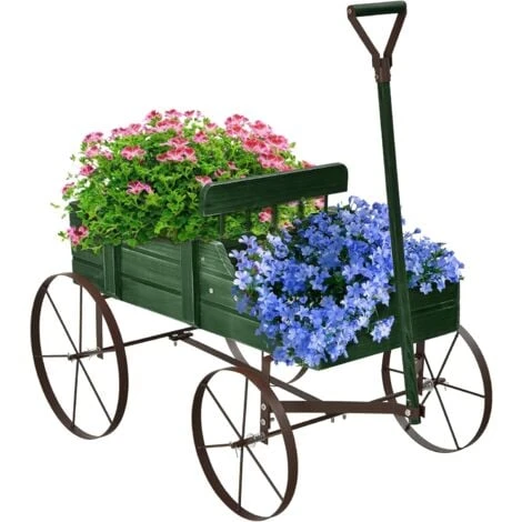 GOPLUS Brouette Décorative En Bois- 35×62,5×60cm- 2 Compartiments à Plantere-Jardinière Forme Brouette Chariot-Jusqu’à 15kg-Vert 1 GOPLUS Brouette Décorative En Bois- 35×62,5×60cm- 2 Compartiments à Plantere-Jardinière Forme Brouette Chariot-Jusqu’à 15kg-Vert