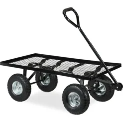 Relaxdays Chariot De Transport Pratique, Roues Pneumatiques, H X L X P : 34,5 X 51 X 96 Cm, Charge Max. 200 Kg, Noir