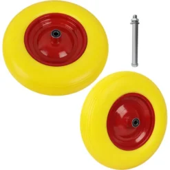 AUFUN 2 Roue De Rechange Avec Essieu Caoutchouc 200kg Jaune