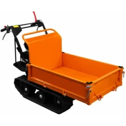 Mini Dumper 6.5CV Sur 2 Chenilles 18cm Brouette Electrique Motorisée Mini Transporteur 4 Vitesses Benne Capacité De 300KG - Poignée Basculante - Chantier Travaux [2 Rampes Chargement GRATUITES]