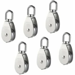 M15 Poulie Simple En Acier Inoxydable 304, 15MM Seul Poulies Bloc Rouleau, Grue Pivot Crochet Lisse Fil Corde Câble Chargement 77lbs/35Kg (6 Pièces) A