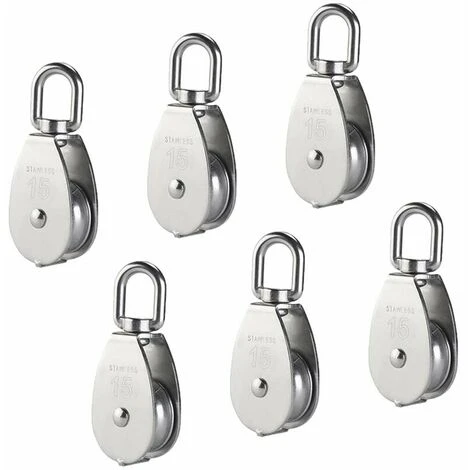 M15 Poulie Simple En Acier Inoxydable 304, 15MM Seul Poulies Bloc Rouleau, Grue Pivot Crochet Lisse Fil Corde Câble Chargement 77lbs/35Kg (6 Pièces) A 1 M15 Poulie Simple En Acier Inoxydable 304, 15MM Seul Poulies Bloc Rouleau, Grue Pivot Crochet Lisse Fil Corde Câble Chargement 77lbs/35Kg (6 Pièces) A